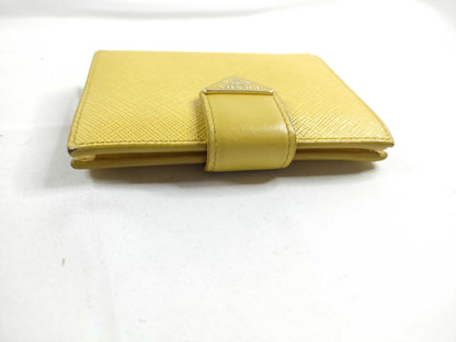 Prada Saffiano bifold Leather, Yellow, Leather, Wallet