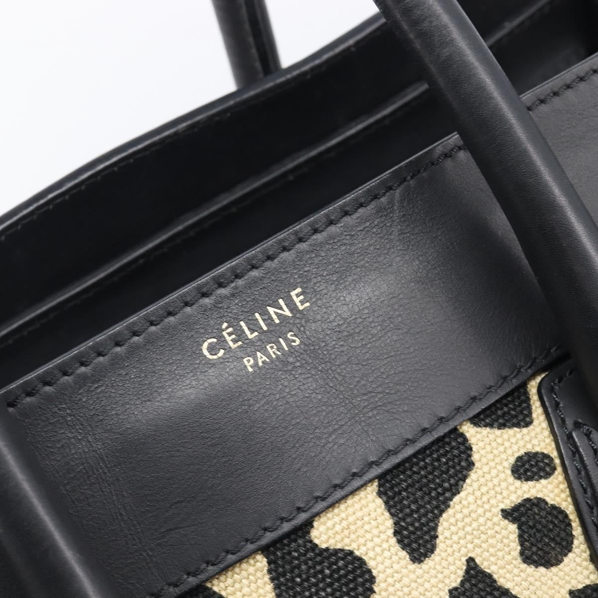 Celine Luggage Printed Canvas and Leather, Black, Leather, Handbag