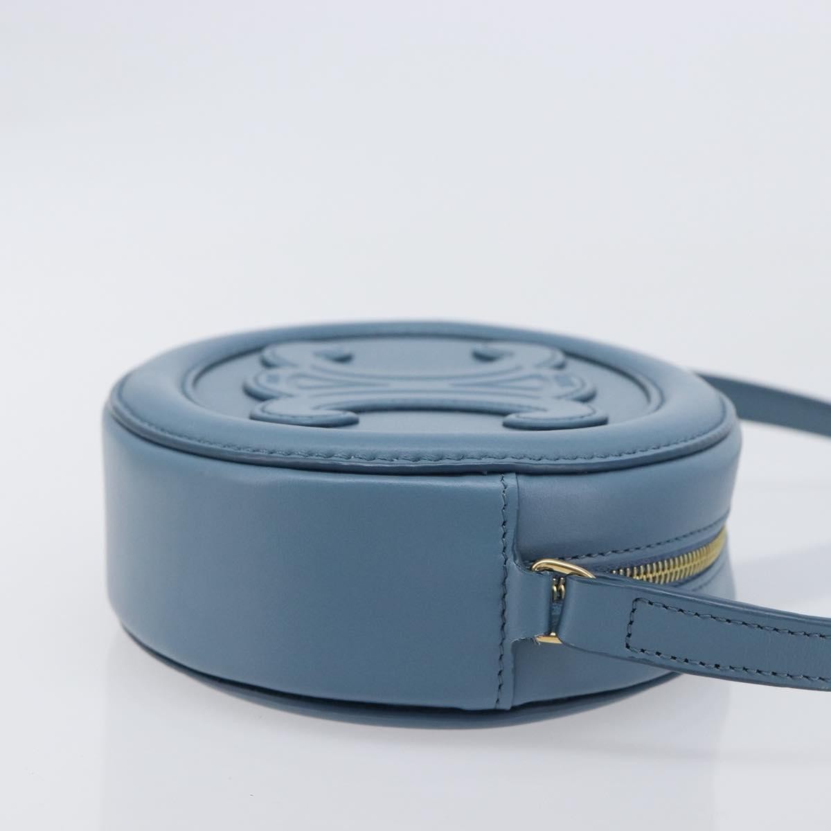 Celine Triomphe Oval Leather, Blue, Leather, Crossbody Bag