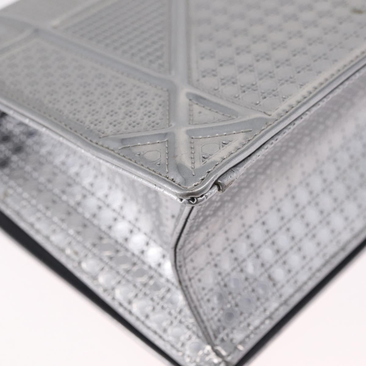 Christian Dior Diorama Flap Patent, Silver, Patent Leather, Handbag