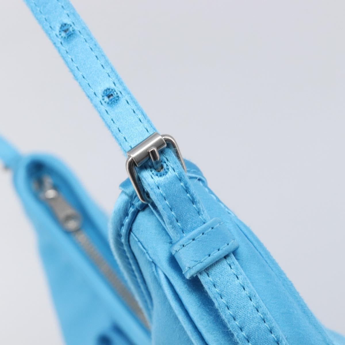 Balenciaga Leopolda Satin, Blue, Satin, Shoulder Bag