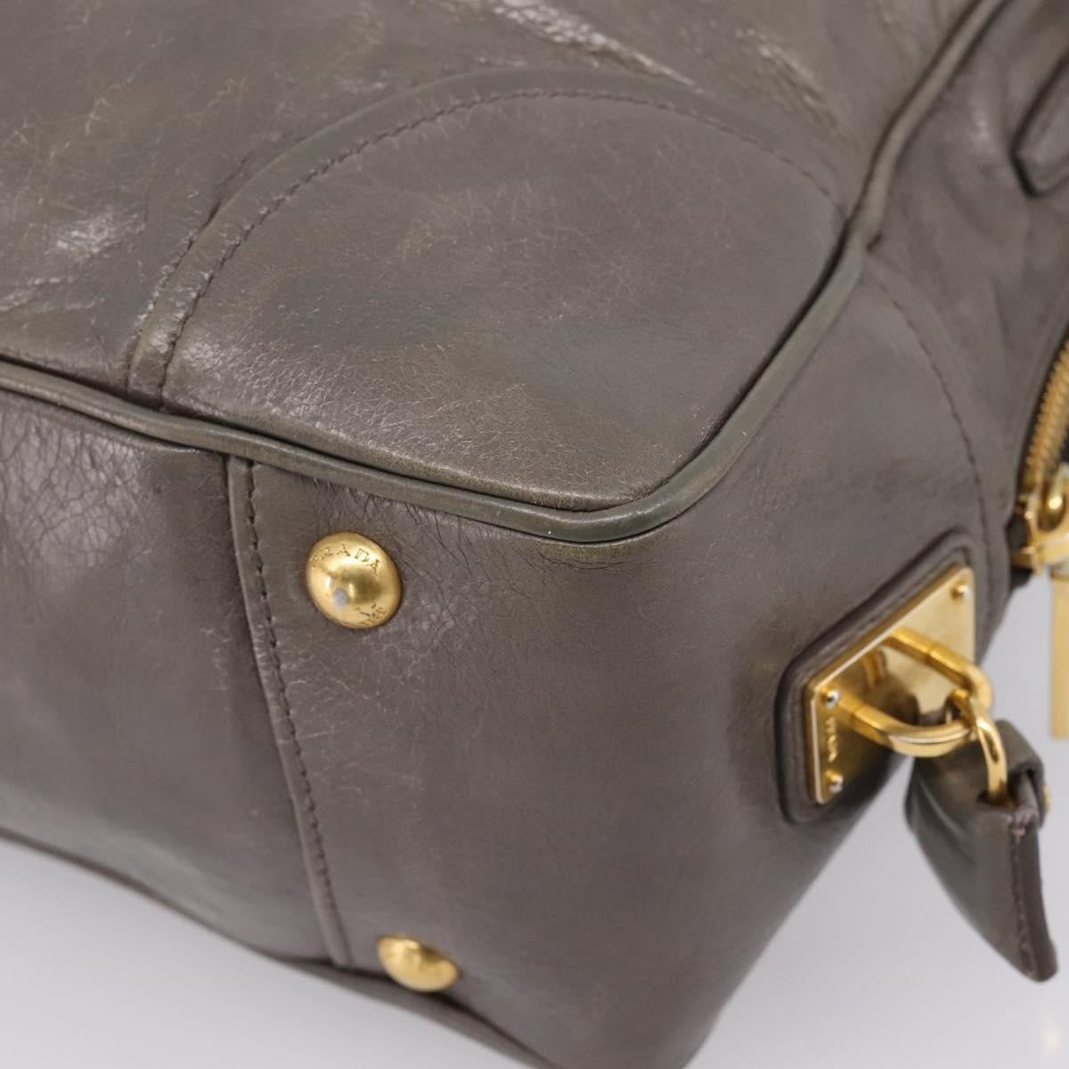 Prada Convertible Bauletto Vitello Shine, Gray, Leather, Handbag