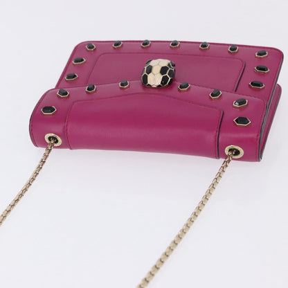 Bvlgari Serpenti Forever Embellished Leather, Pink, Leather, Shoulder Bag