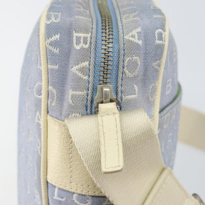 Bvlgari Logomania Canvas with Leather, Blue, Canvas, Shoulder Bag