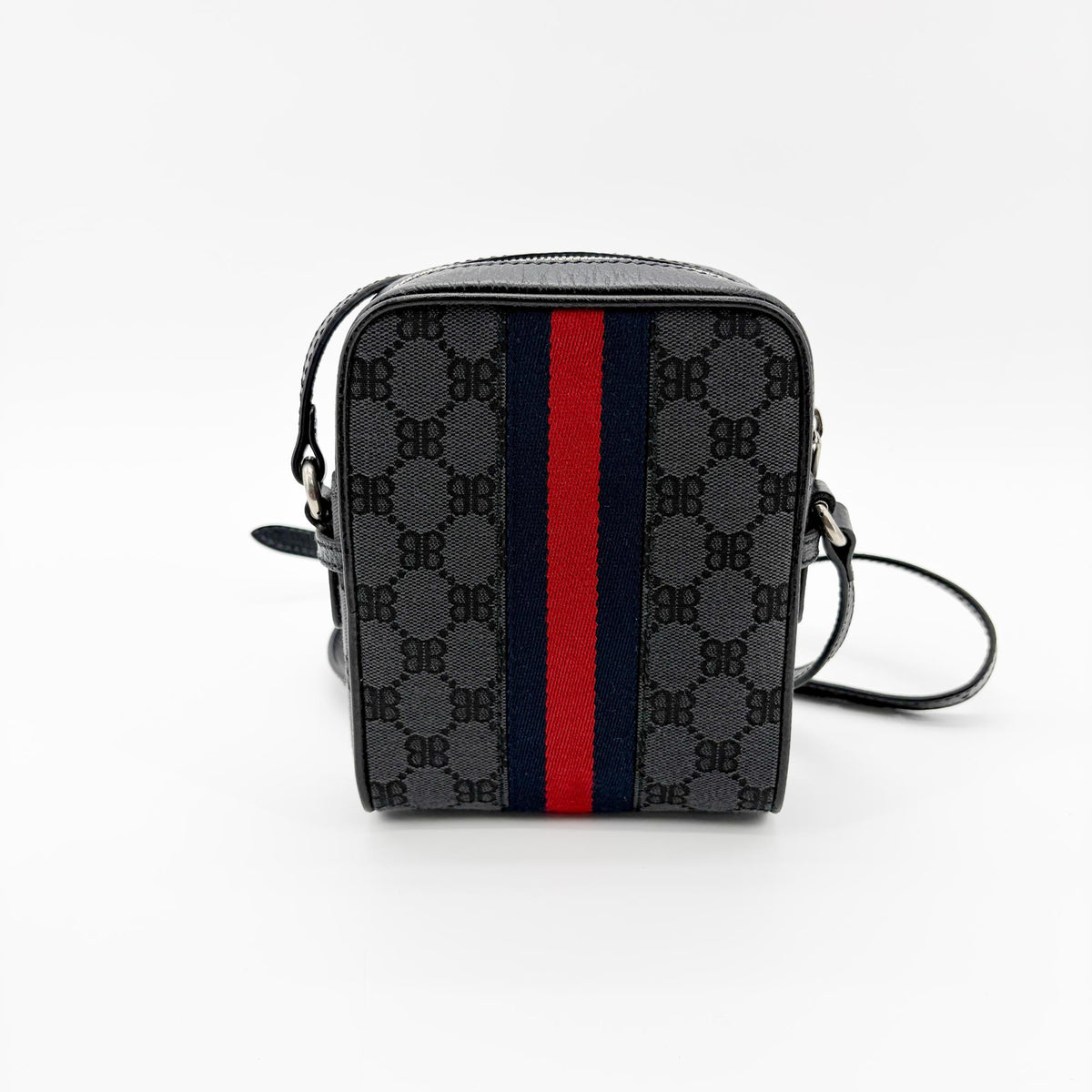 Balenciaga x Gucci The Hacker Project Zip Messenger BB Canvas, Black, Canvas, Shoulder Bag