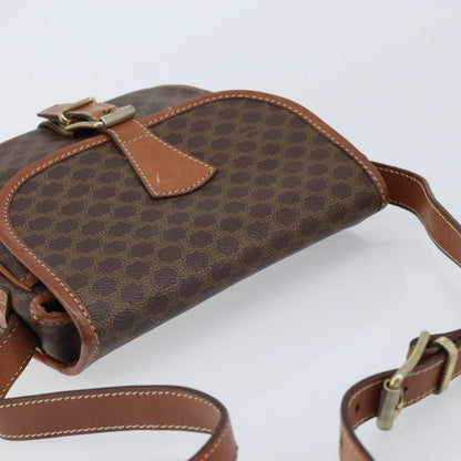 Celine Vintage Macadam Canvas and Leather, Brown, PVC, Shoulder Bag