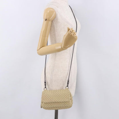 Bottega Veneta Intrecciato Shoulder Leather, Beige, Leather, Shoulder Bag