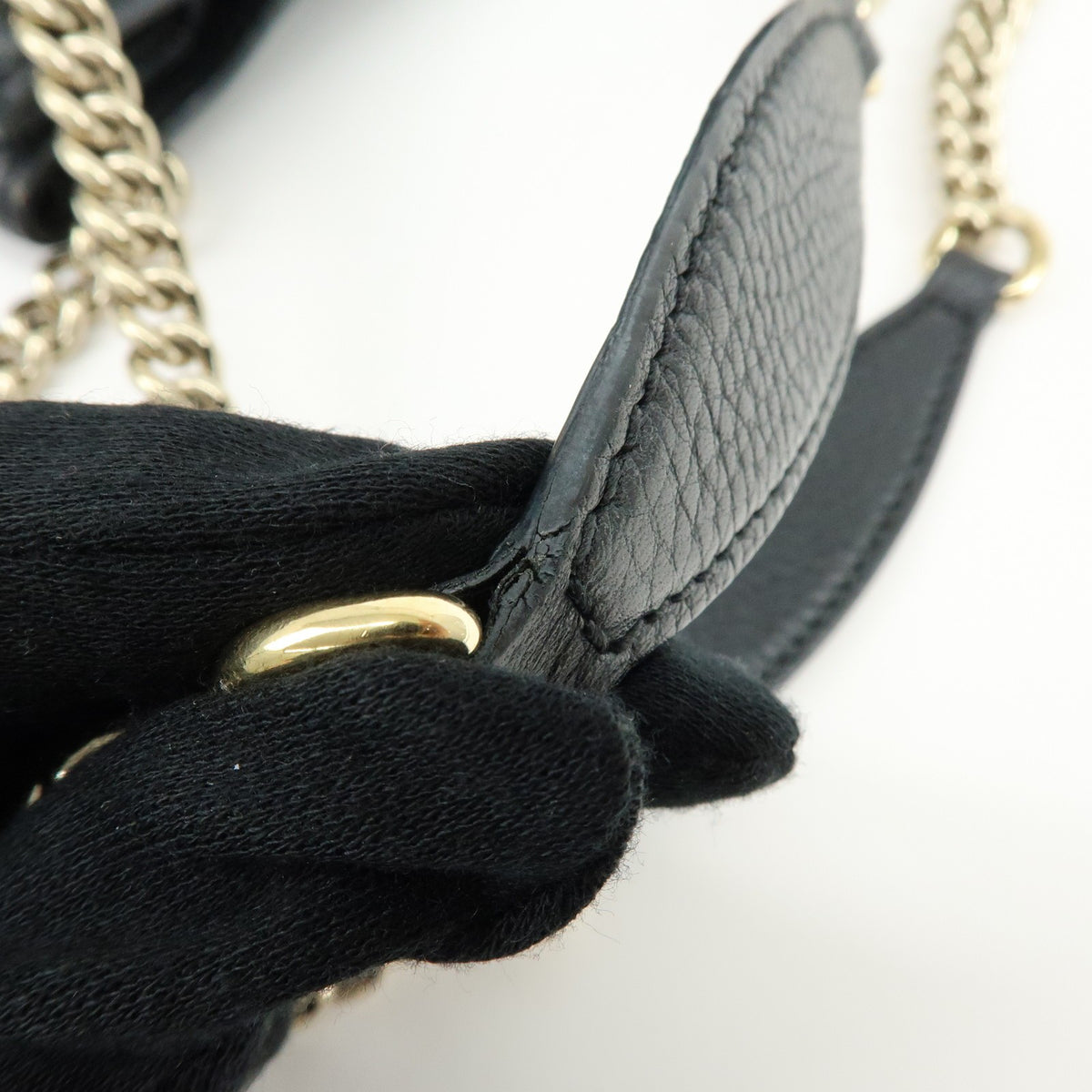 Gucci Soho Chain Strap Leather, Black, Leather, Shoulder Bag