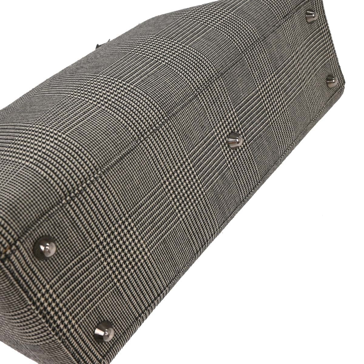 Christian Dior Vintage Lady Dior Houndstooth Canvas, Black, Canvas, Handbag