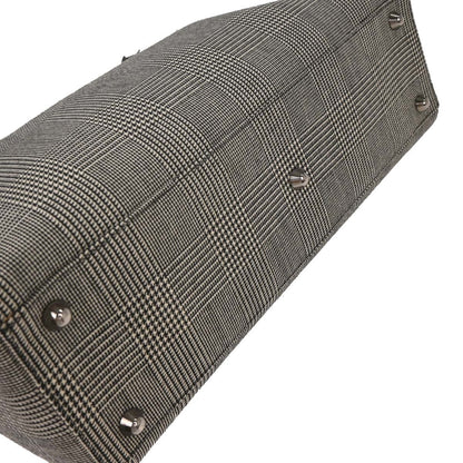 Christian Dior Vintage Lady Dior Houndstooth Canvas, Black, Canvas, Handbag
