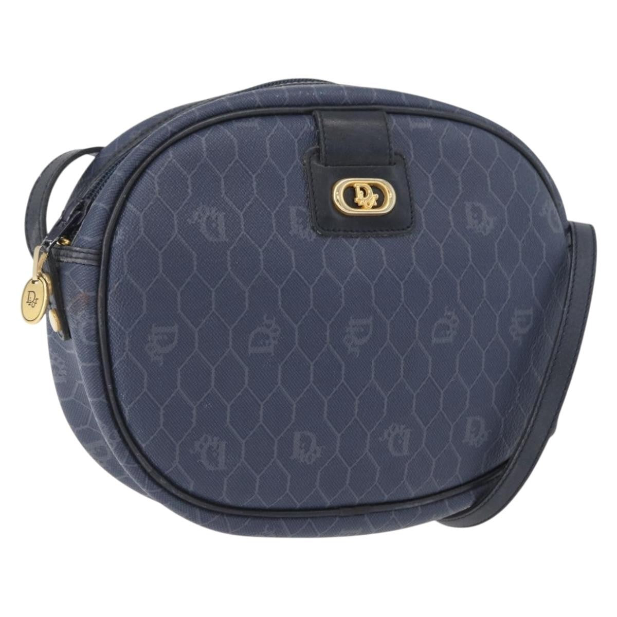 Christian Dior Vintage Honeycomb Canvas, Navy, Canvas, Shoulder Bag