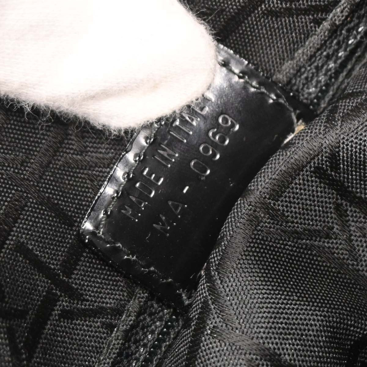 Christian Dior Vintage Lady Dior Houndstooth Canvas, Black, Canvas, Handbag