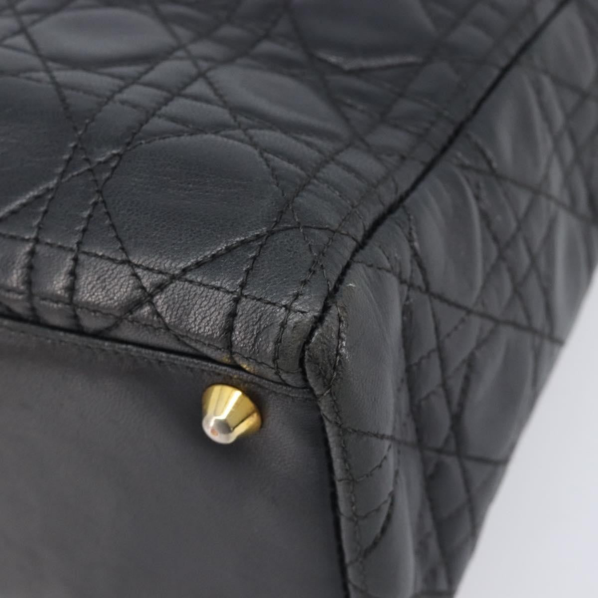Christian Dior Vintage Lady Dior Cannage Quilt Lambskin, Black, Leather, Handbag