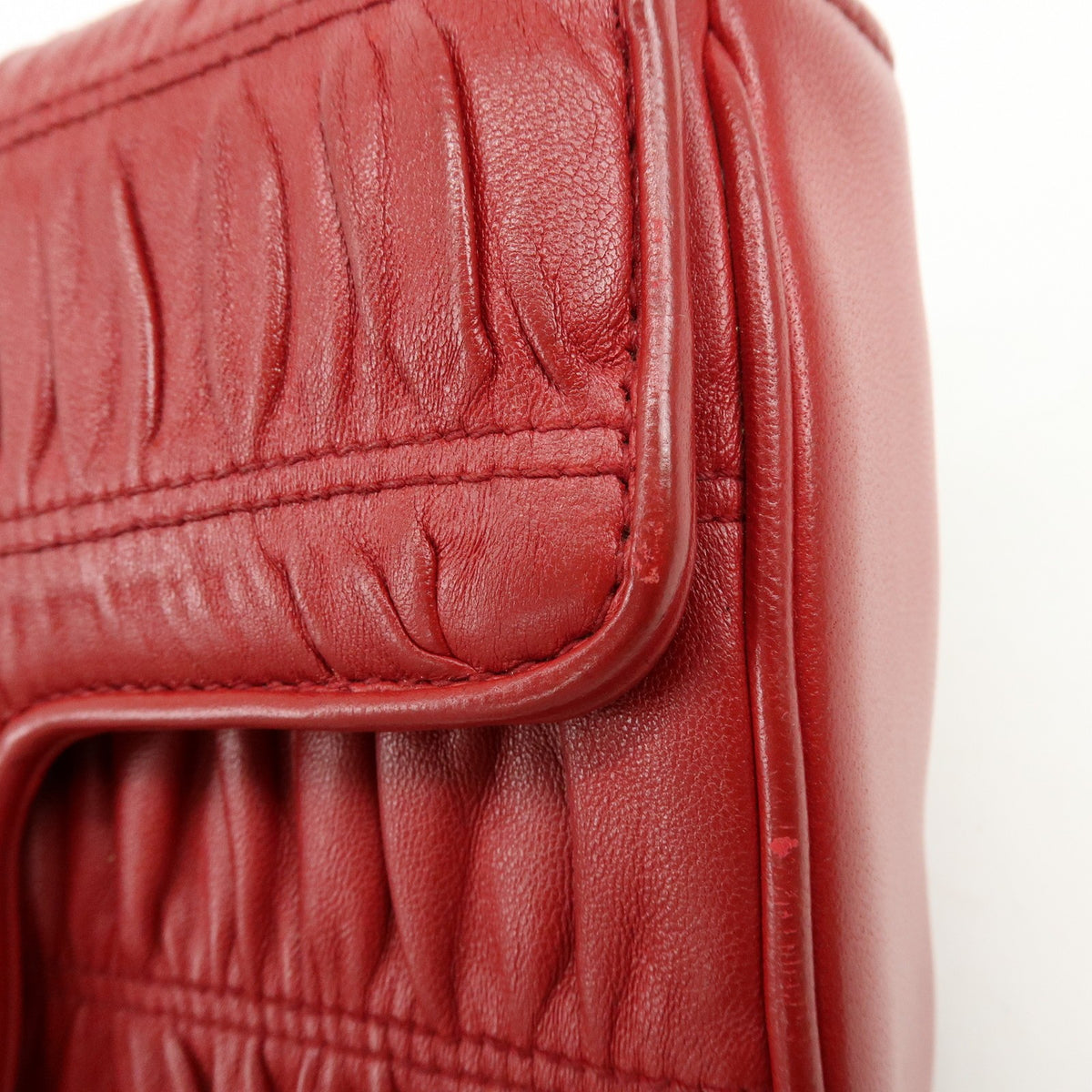 Prada Chain Flap Nappa Gaufre, Red, Leather, Shoulder Bag