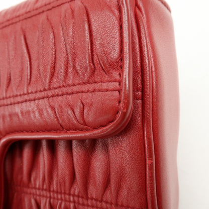 Prada Chain Flap Nappa Gaufre, Red, Leather, Shoulder Bag