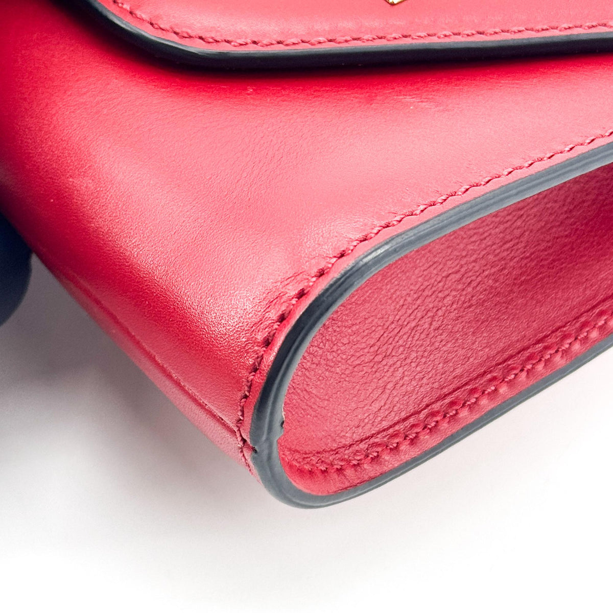 Valentino Garavani Demilune Clutch Studded Leather, Red, Leather, Clutch