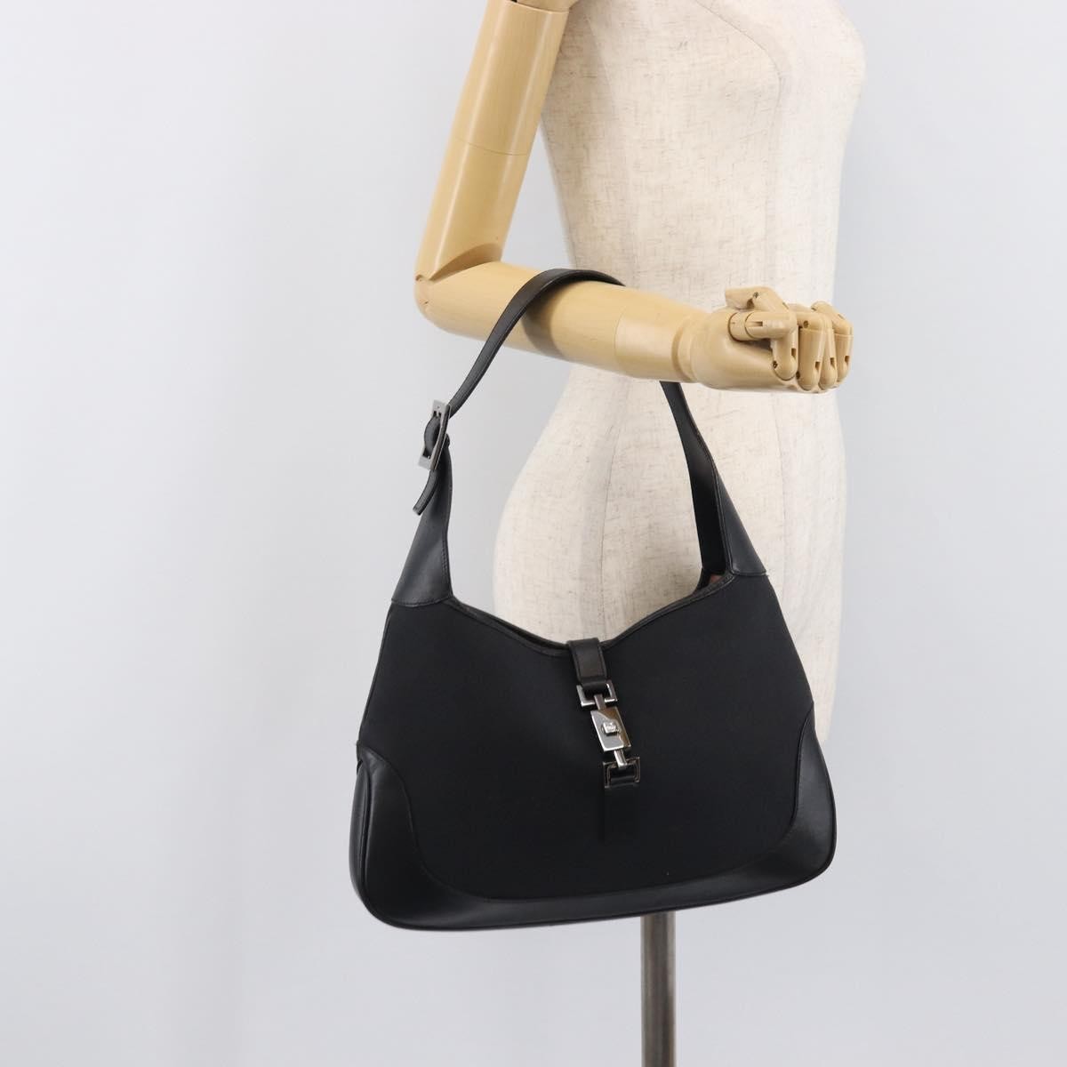 Gucci Vintage Jackie Hobo GG Canvas with Leather, Black, Canvas, Shoulder Bag