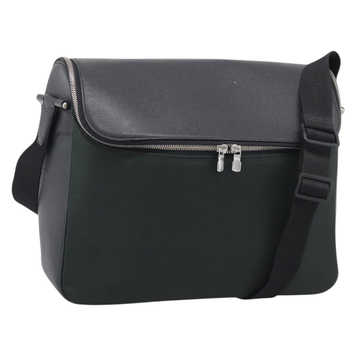 Louis Vuitton Taimyr Messenger Taiga Leather and Canvas, Gray, Leather, Handbag