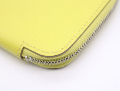 Hermes Azap Silkin Epsom Leather Silk, Yellow, Leather, Wallet