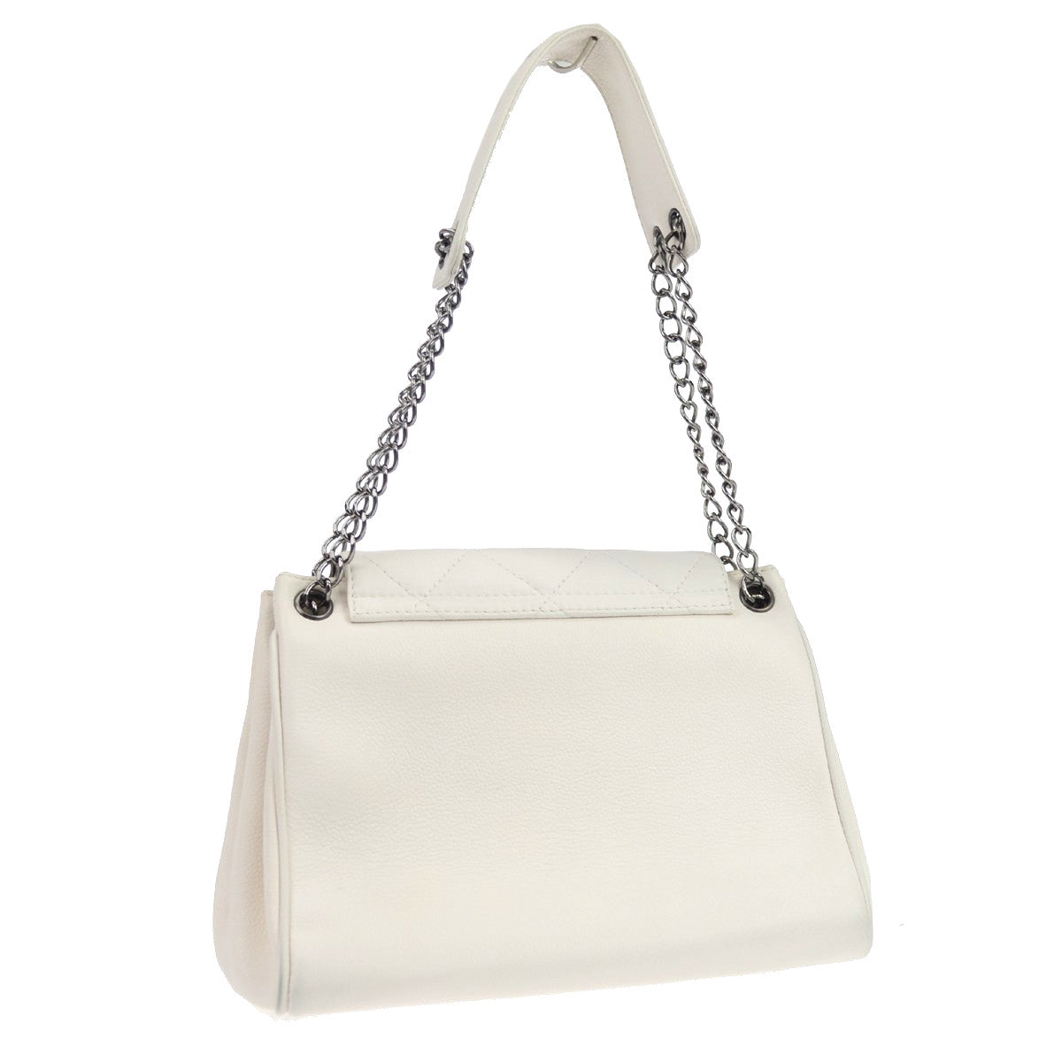 Chanel Pocket Accordion Flap Quilted Lambskin, White, Leather, Shoulder Bag