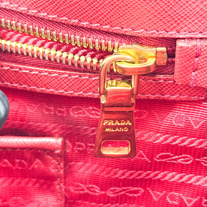 Prada Double Zip Lux Vernice Saffiano Leather, Red, Leather, Tote Bag