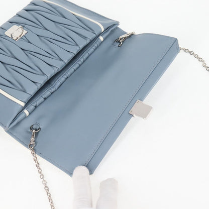 Miu Miu Madras Chain Clutch Matelasse Leather with Glitter, Blue, Leather, Shoulder Bag