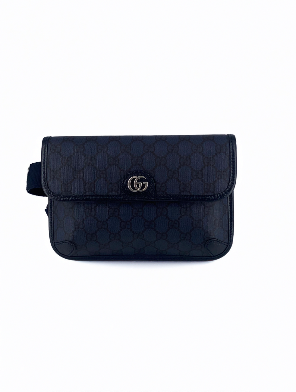 Gucci Flap Belt Bag GG Canvas, NAVY, CANVAS, Shoulder bag