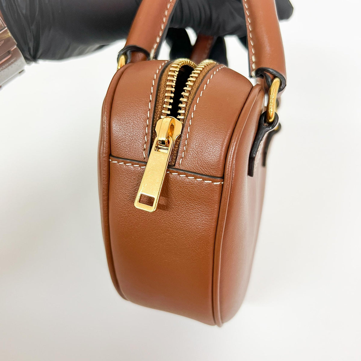Celine Heart Leather, Brown, Calfskin, Handbag