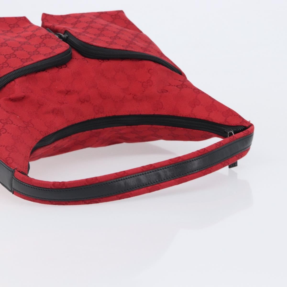 Gucci Double Pocket Zip Hobo GG Canvas, Red, Canvas, Shoulder Bag