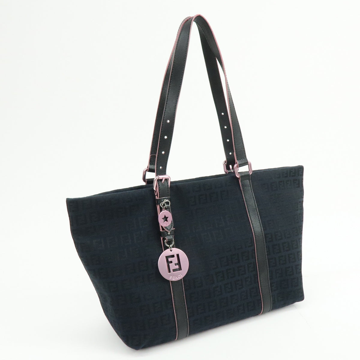 Fendi Superstar Zucchino Canvas, Black, Canvas, Tote Bag