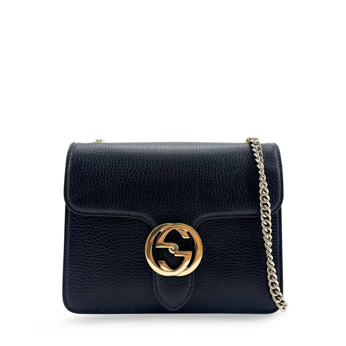 Gucci Interlocking Patent, Black, Leather, Shoulder Bag