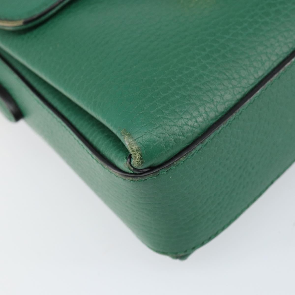 Gucci Interlocking Chain Leather, Green, Leather, Shoulder Bag