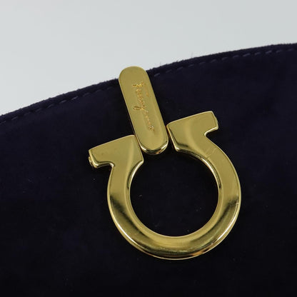 Salvatore Ferragamo Gancini Suede, Purple, Suede, Shoulder Bag