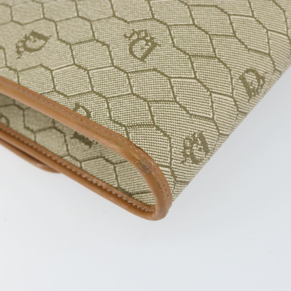 Christian Dior Vintage Honeycomb chain Canvas, Beige, Canvas, Shoulder Bag