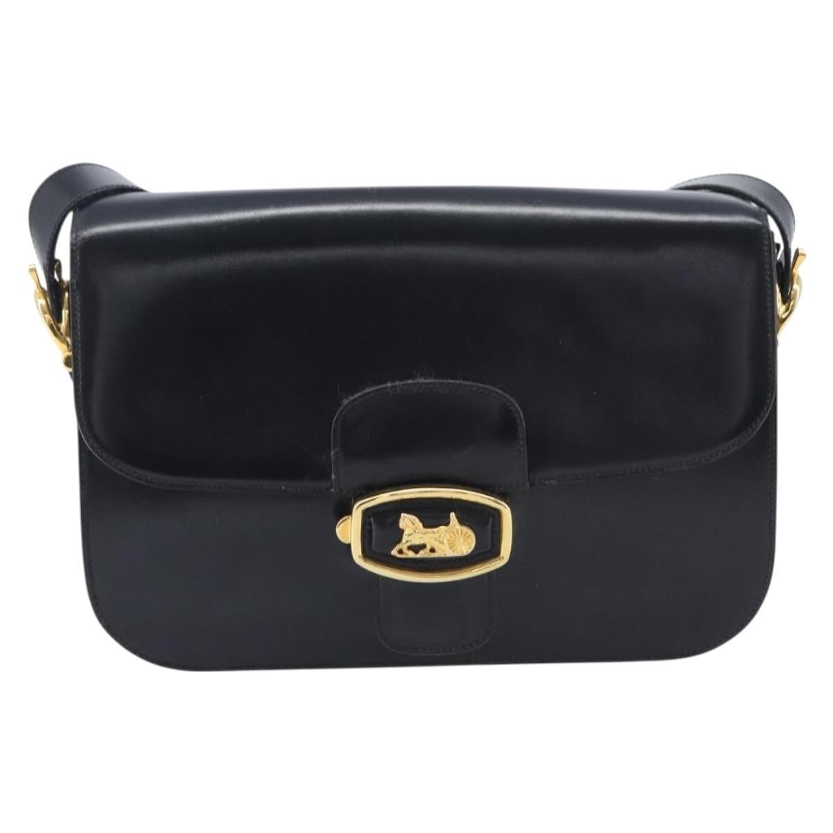 Celine Horse Carriage Leather, Black, Leather, Shoulder Bag