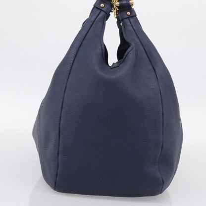 Loewe Calle Hobo Leather, Navy, Leather, Shoulder Bag