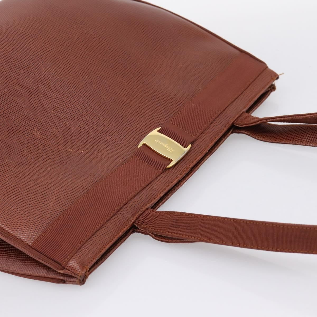 Salvatore Ferragamo Vala tote Embossed Leather, Brown, Leather, Tote Bag