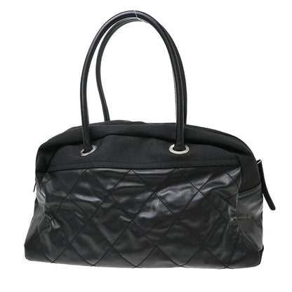 Chanel Biarritz Duffle Quilted Canvas, Black, Canvas, Tote Bag