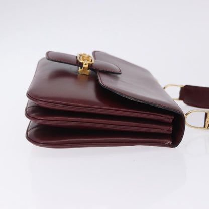 Celine Shoulder Leather, Burgundy, Leather, Shoulder Bag