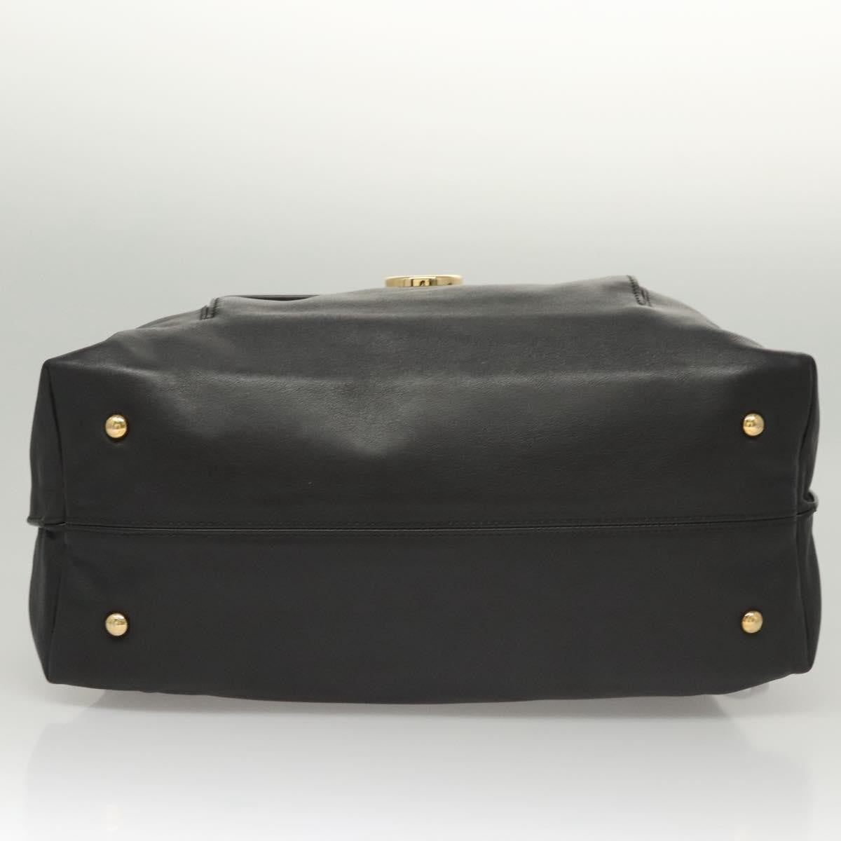 Salvatore Ferragamo Gancini Leather, Black, Leather, Handbag