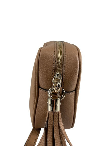 Gucci Soho Wristlet Pouch Leather, CAMEL, LEATHER, Clutche & pouche