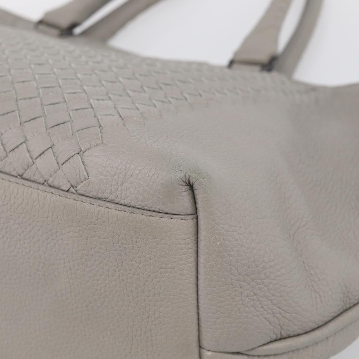 Bottega Veneta Side Snap Leather and Intrecciato Nappa, Gray, Leather, Tote Bag