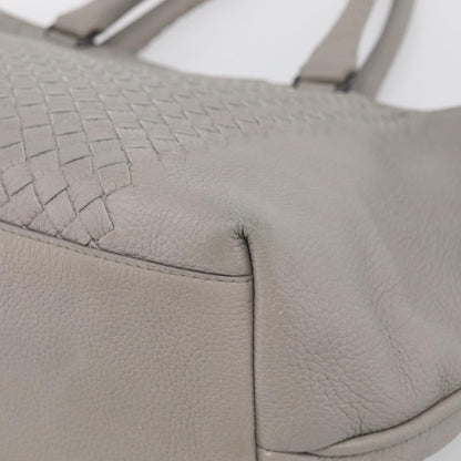 Bottega Veneta Side Snap Leather and Intrecciato Nappa, Gray, Leather, Tote Bag