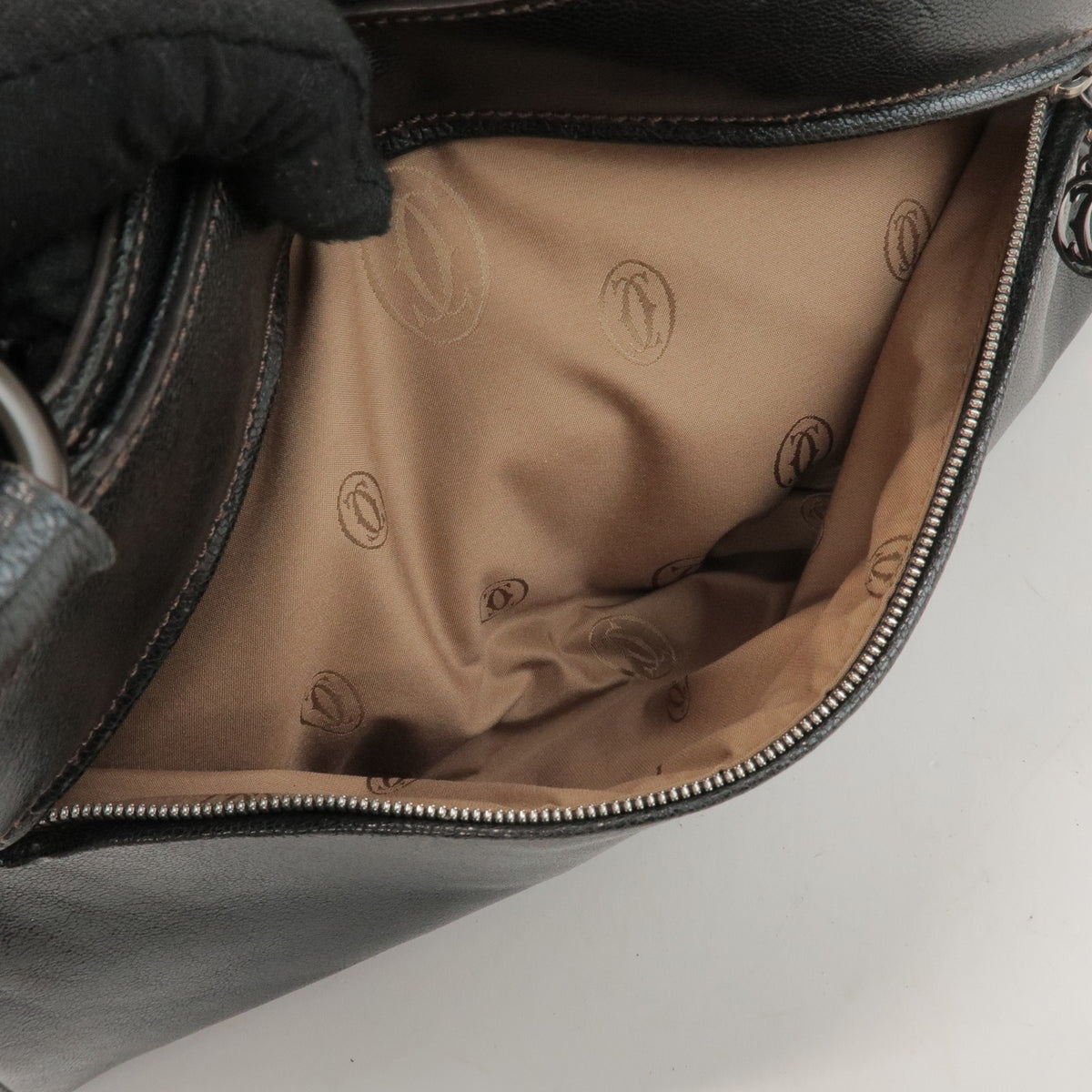 Cartier Marcello Leather, Black, Leather, Handbag