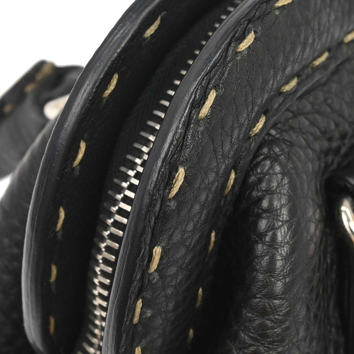 Fendi Selleria Frame Doctor Leather, Black, Leather, Handbag