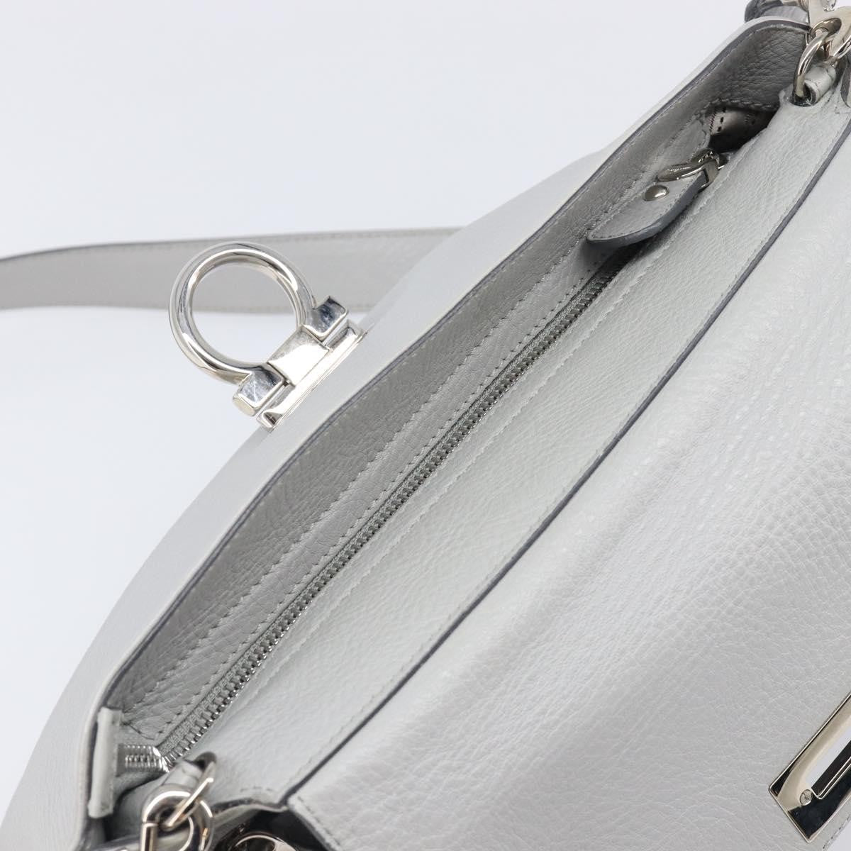 Salvatore Ferragamo Sofia Satchel Leather, Gray, Leather, Handbag