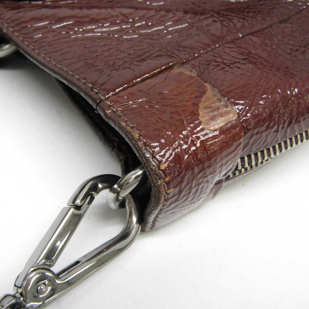 Prada Convertible Zippers Vernice Sfumata, Brown, Patent Leather, Tote Bag