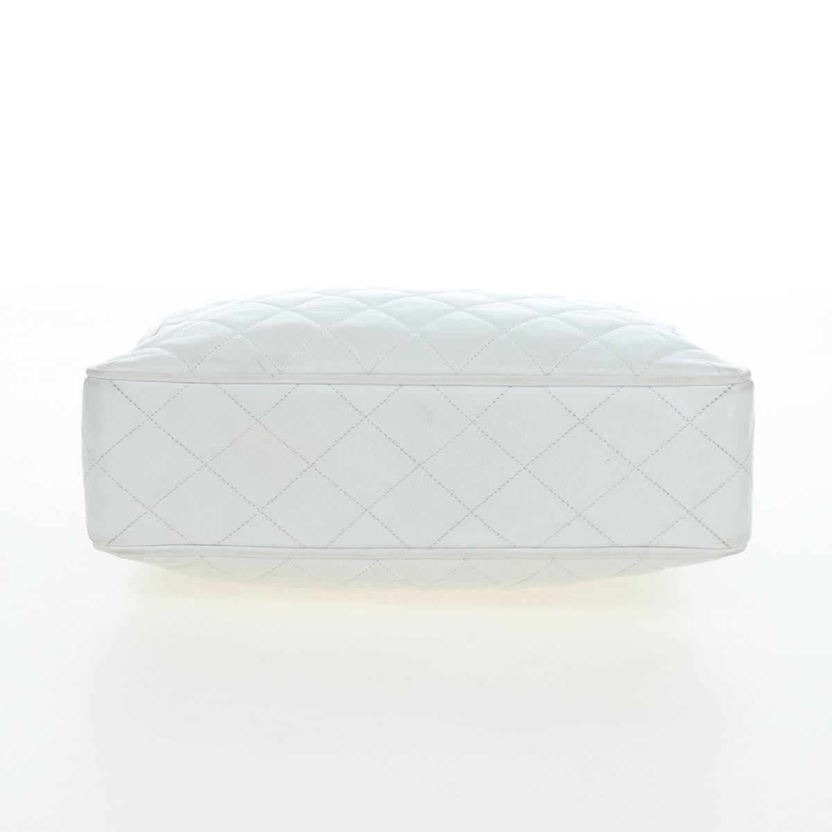 Chanel Shoulder Quilted Leather, White, Leather, Shoulder Bag