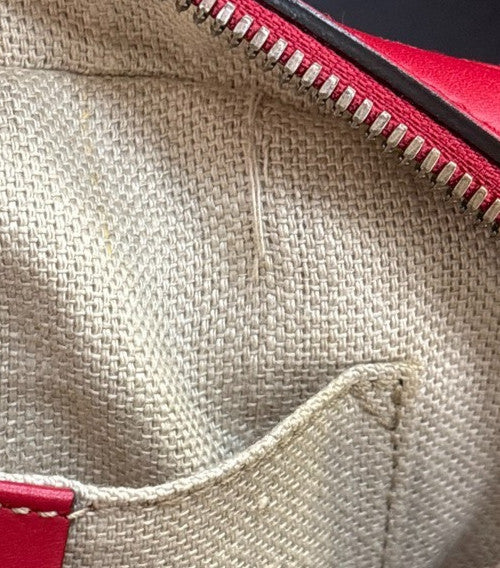 Gucci Bee Web Camera Leather, Red, Leather, Shoulder Bag