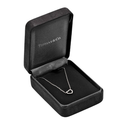 Tiffany & Co. Metro Heart Pendant 18K White Gold and Diamonds, Silver, White Gold, Necklace